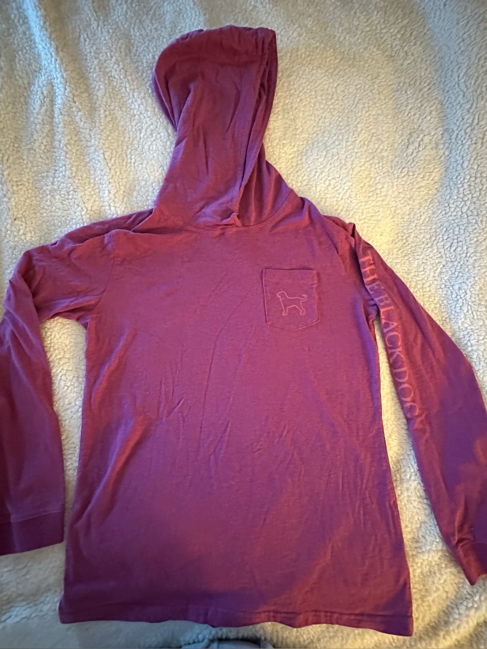 Girls Black Dog Hooded Long Sleeve Top